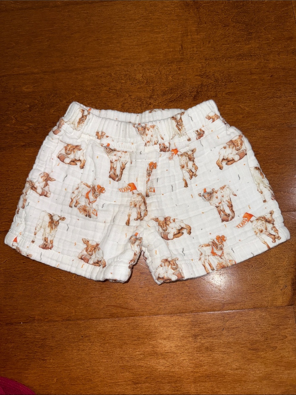 White Cow-Print Cotton Blend Kids Shorts